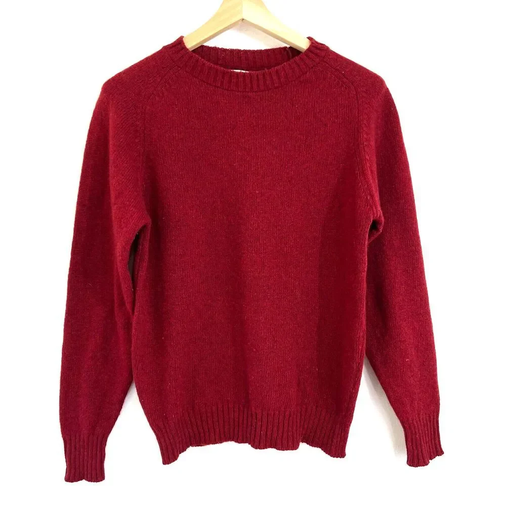 Vtg. Union Made Classic Directions Women's Wool Blend Cable knit Sweater Red USA